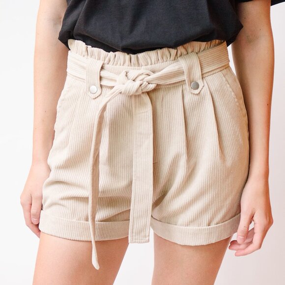High Waist Corduroy Shorts - Picture 1 of 3